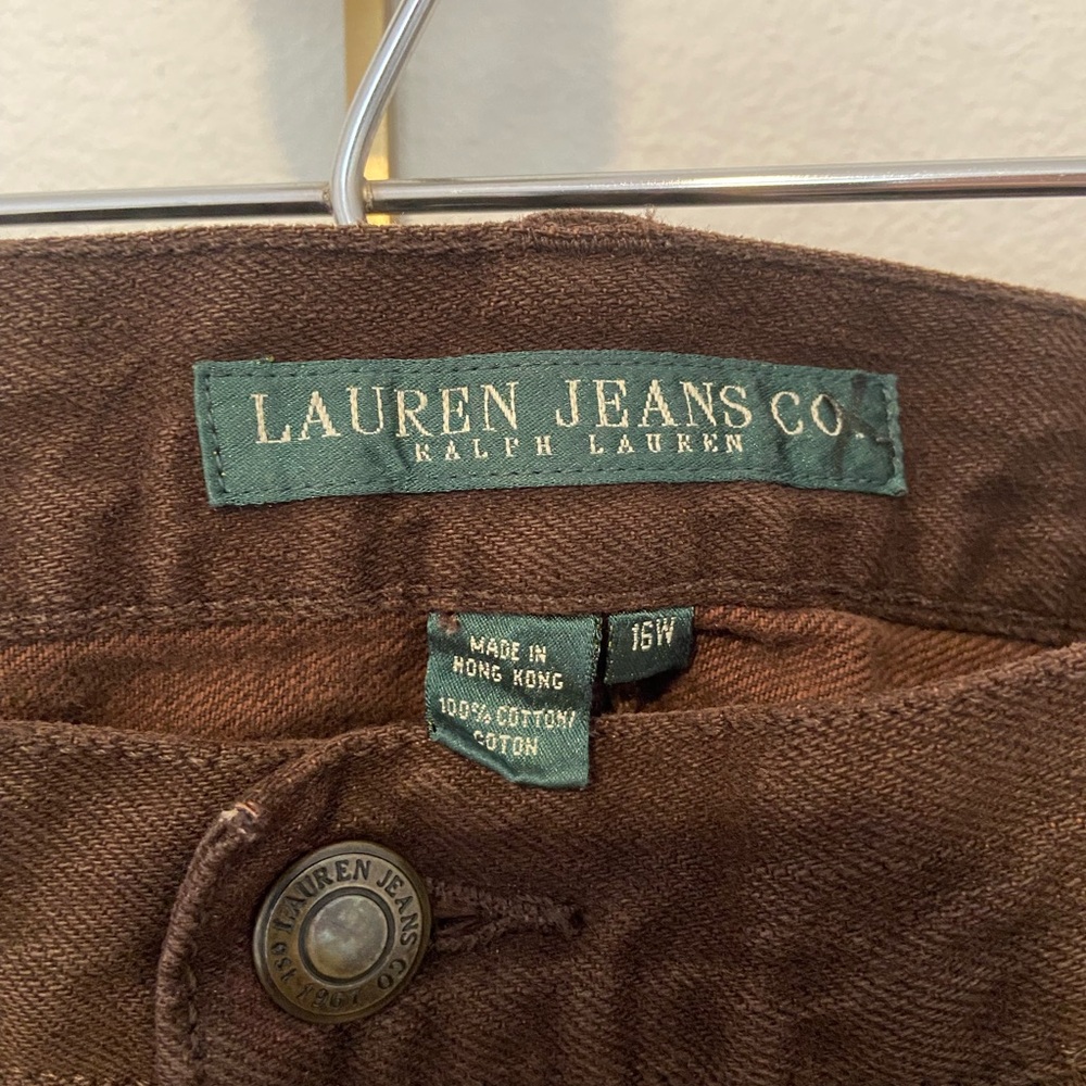 Ralph Lauren Jeans Co Chocolate Brown Straight Leg Denim Jeans Sz 16W - Picture 3 of 9